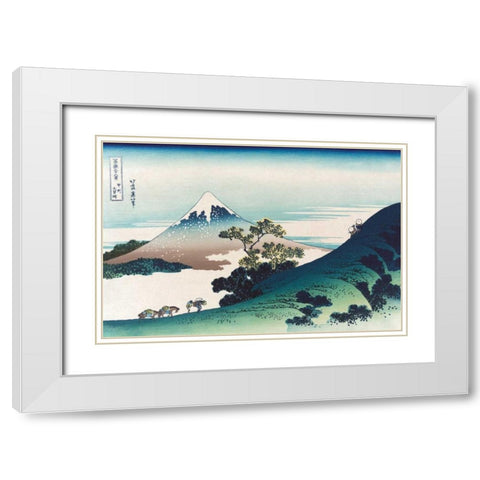 Inumi Pass in the Kai Province, 1830 White Modern Wood Framed Art Print with Double Matting by Hokusai