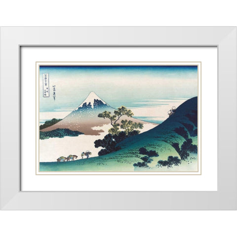 Inumi Pass in the Kai Province, 1830 White Modern Wood Framed Art Print with Double Matting by Hokusai