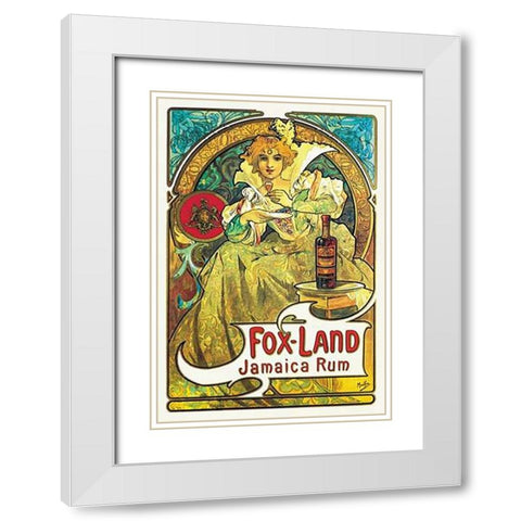 Fox-Land Jamaica Maps, 1897 White Modern Wood Framed Art Print with Double Matting by Mucha, Alphonse