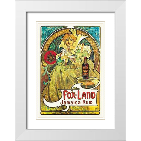 Fox-Land Jamaica Maps, 1897 White Modern Wood Framed Art Print with Double Matting by Mucha, Alphonse