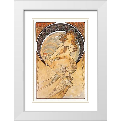 Painting White Modern Wood Framed Art Print with Double Matting by Mucha, Alphonse