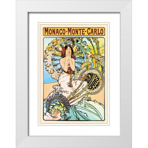 Monaco - Monte Carlo White Modern Wood Framed Art Print with Double Matting by Mucha, Alphonse