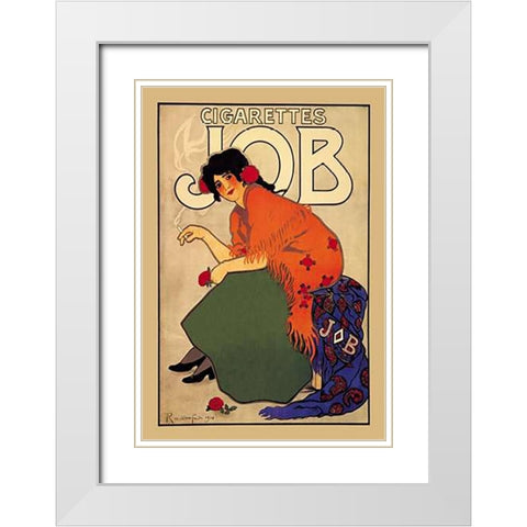 Cigarettes Job White Modern Wood Framed Art Print with Double Matting by Mucha, Alphonse