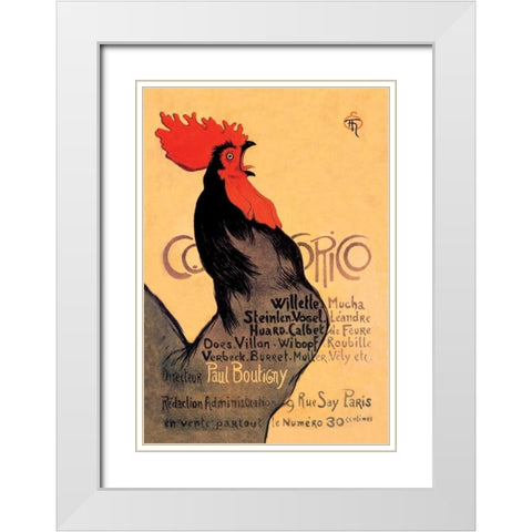 Cocorico, 1899 White Modern Wood Framed Art Print with Double Matting by Steinlen, Theophile