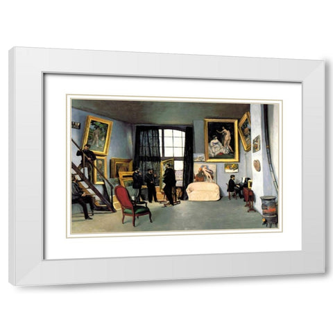 Bazilles Studio: 9 rue de la Condamine, 1870 White Modern Wood Framed Art Print with Double Matting by Unknown