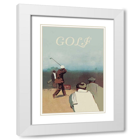 Long Drive, 1911 White Modern Wood Framed Art Print with Double Matting by Unknown