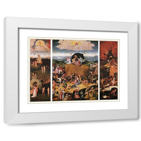 The Haywain White Modern Wood Framed Art Print with Double Matting by Bosch, Hieronymus