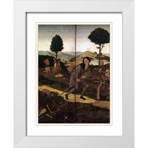 The Wayfarer White Modern Wood Framed Art Print with Double Matting by Bosch, Hieronymus