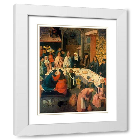The Wedding At Cana White Modern Wood Framed Art Print with Double Matting by Bosch, Hieronymus