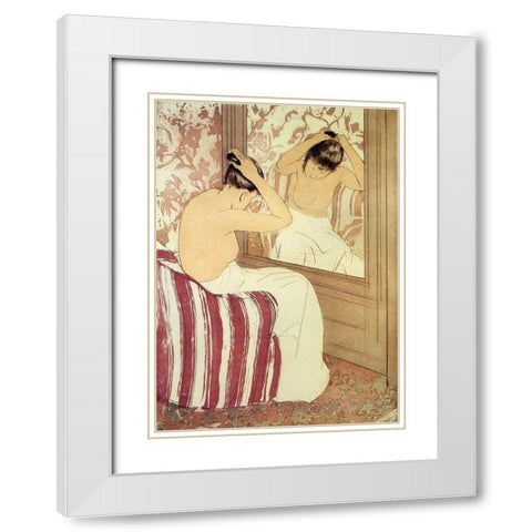 Study 1890 White Modern Wood Framed Art Print with Double Matting by Cassatt, Mary