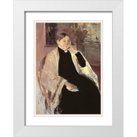 The Artists Mother Katherine Kelso Johnston 1889 White Modern Wood Framed Art Print with Double Matting by Cassatt, Mary