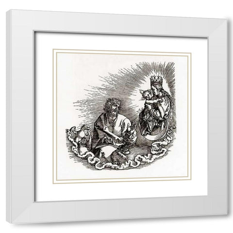 Madonna Appears To St John White Modern Wood Framed Art Print with Double Matting by Durer, Albrecht