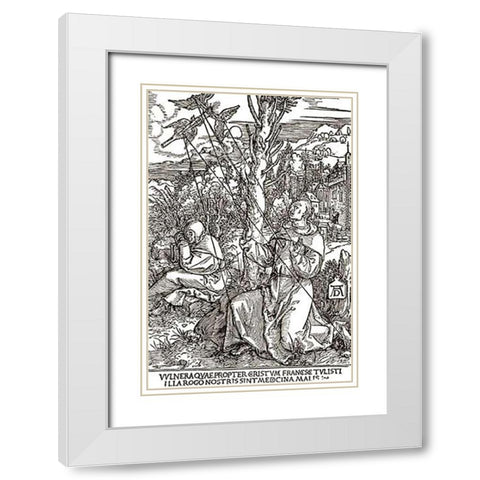 St Francis White Modern Wood Framed Art Print with Double Matting by Durer, Albrecht