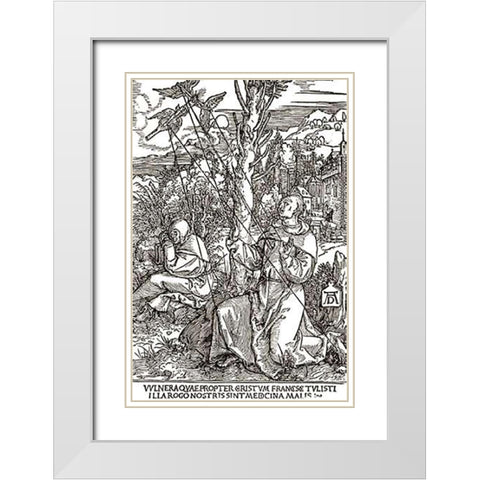 St Francis White Modern Wood Framed Art Print with Double Matting by Durer, Albrecht