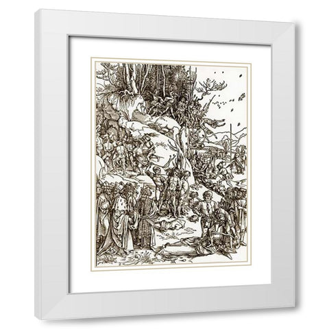 The Martyrdom Of Ten Thousand Museumistians White Modern Wood Framed Art Print with Double Matting by Durer, Albrecht