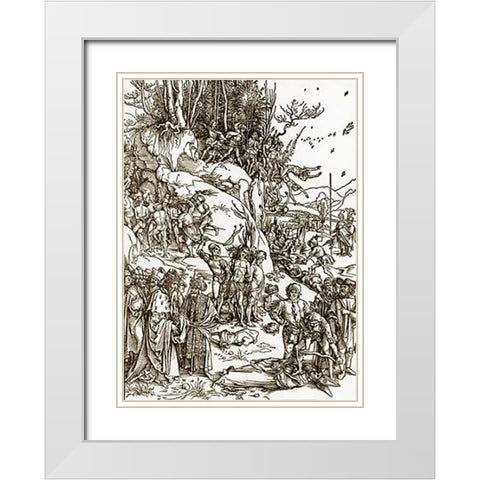The Martyrdom Of Ten Thousand Museumistians White Modern Wood Framed Art Print with Double Matting by Durer, Albrecht