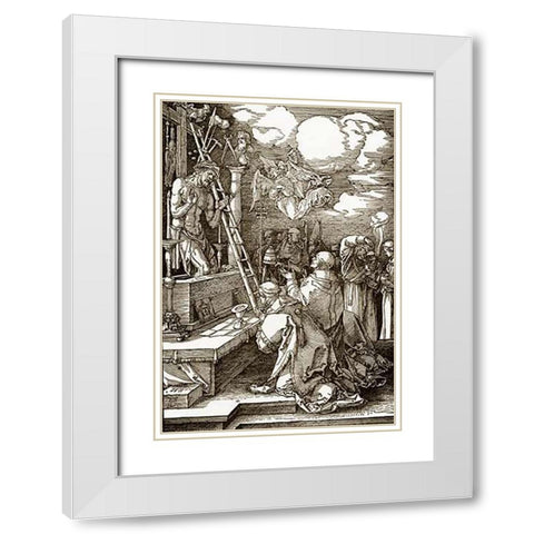 The Mass Of St Gregory White Modern Wood Framed Art Print with Double Matting by Durer, Albrecht