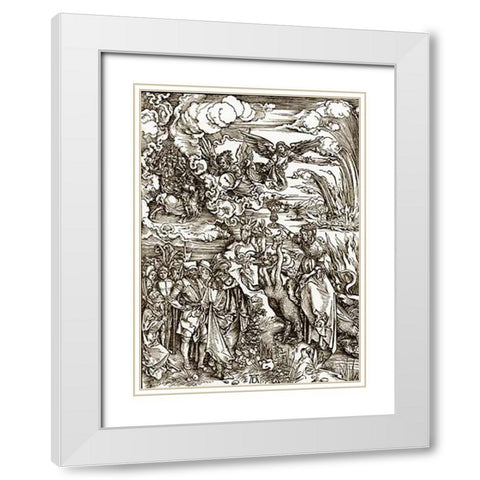 The Revelation Of St John 14 White Modern Wood Framed Art Print with Double Matting by Durer, Albrecht