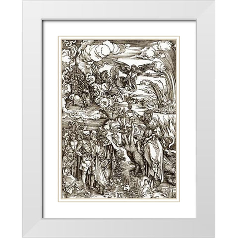 The Revelation Of St John 14 White Modern Wood Framed Art Print with Double Matting by Durer, Albrecht