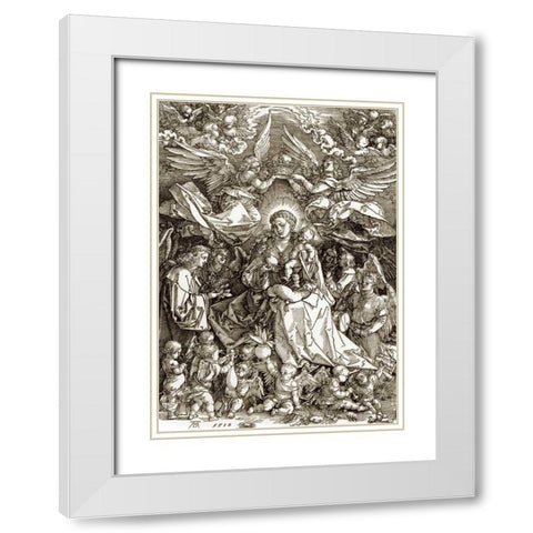 The Virgin Crowned By Two Angels White Modern Wood Framed Art Print with Double Matting by Durer, Albrecht