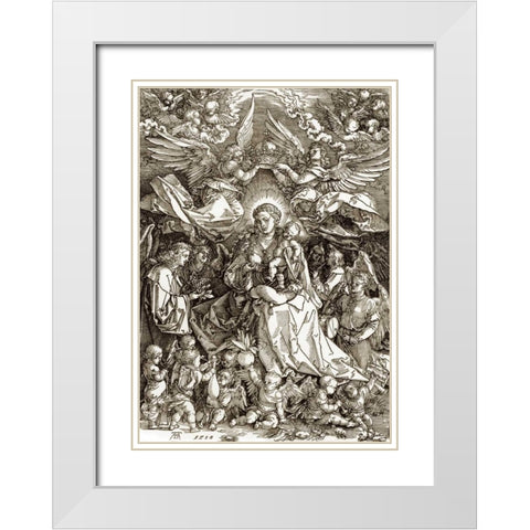 The Virgin Crowned By Two Angels White Modern Wood Framed Art Print with Double Matting by Durer, Albrecht