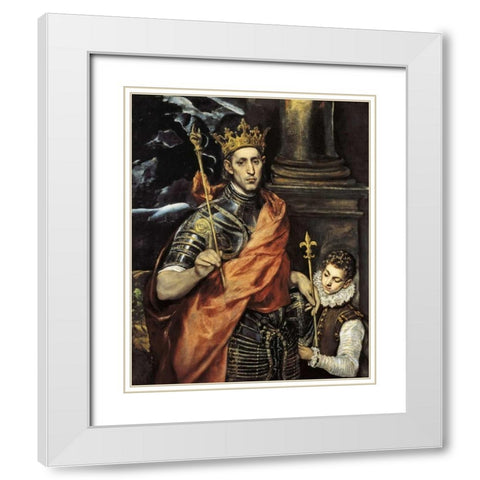 Saint Louis King Of France With A Page White Modern Wood Framed Art Print with Double Matting by El Greco