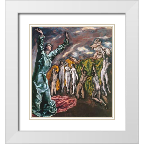 The Opening Of The Fifth Seal White Modern Wood Framed Art Print with Double Matting by Greco, El