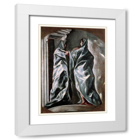 The Visitation White Modern Wood Framed Art Print with Double Matting by El Greco