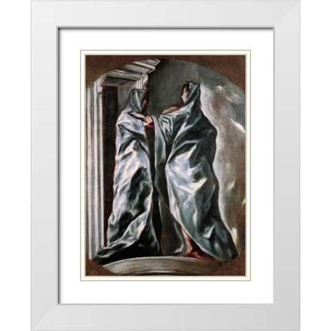 The Visitation White Modern Wood Framed Art Print with Double Matting by El Greco