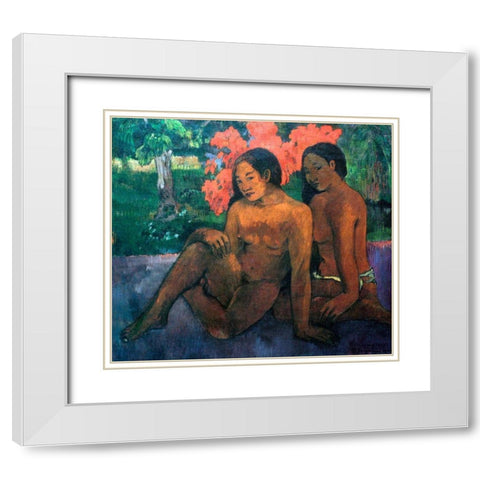 And The Gold Of Their Bodies White Modern Wood Framed Art Print with Double Matting by Gauguin, Paul