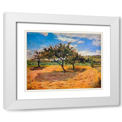 Apple Trees In Blossom White Modern Wood Framed Art Print with Double Matting by Gauguin, Paul