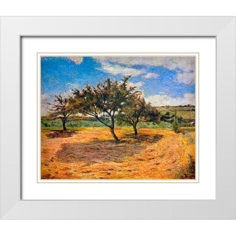 Apple Trees In Blossom White Modern Wood Framed Art Print with Double Matting by Gauguin, Paul