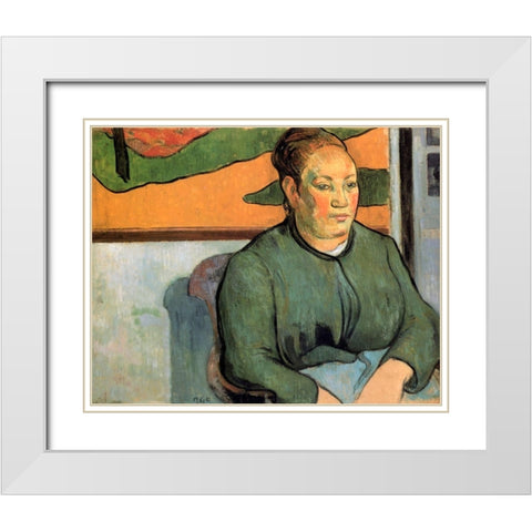 Madame Roulin White Modern Wood Framed Art Print with Double Matting by Gauguin, Paul