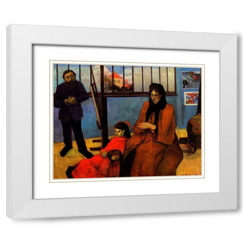 The Schuffnecker Family White Modern Wood Framed Art Print with Double Matting by Gauguin, Paul