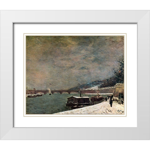 The Seine With The Pont DIena White Modern Wood Framed Art Print with Double Matting by Gauguin, Paul