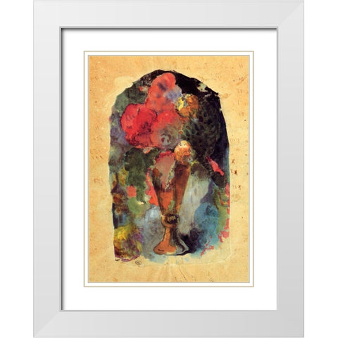 Vase Of Flowers After Delacroix White Modern Wood Framed Art Print with Double Matting by Gauguin, Paul