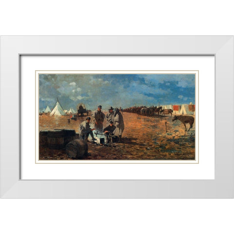 A Rainy Day In Camp White Modern Wood Framed Art Print with Double Matting by Homer, Winslow