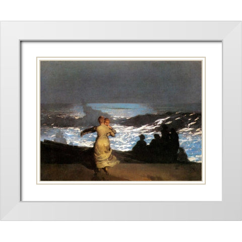 A Summer Night White Modern Wood Framed Art Print with Double Matting by Homer, Winslow