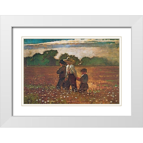 In The Mowing White Modern Wood Framed Art Print with Double Matting by Homer, Winslow