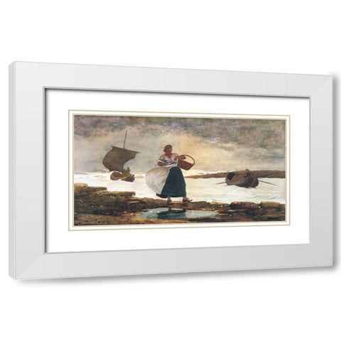 Inside The Bar Tynemouth White Modern Wood Framed Art Print with Double Matting by Homer, Winslow