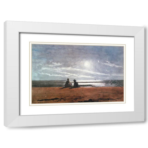 Moonlight 1874 White Modern Wood Framed Art Print with Double Matting by Homer, Winslow