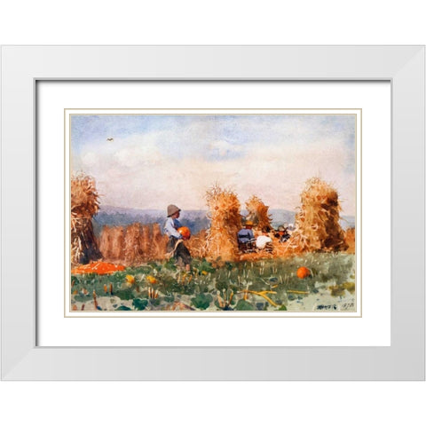 Pumpkin Patch White Modern Wood Framed Art Print with Double Matting by Homer, Winslow