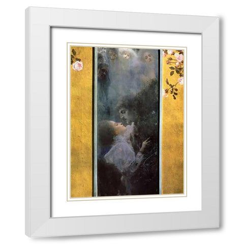 Love 1895 White Modern Wood Framed Art Print with Double Matting by Klimt, Gustav