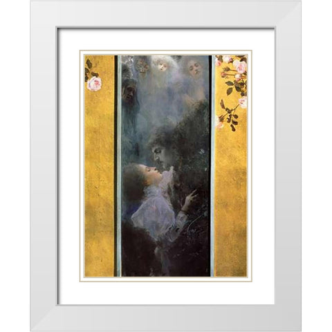 Love 1895 White Modern Wood Framed Art Print with Double Matting by Klimt, Gustav
