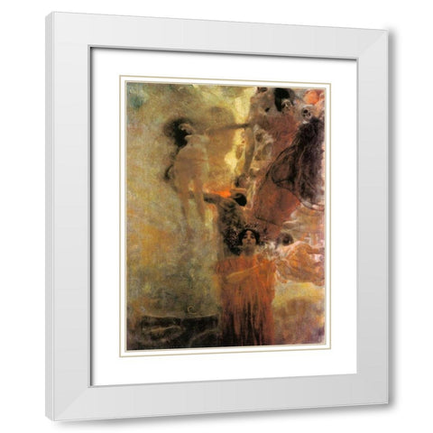 Medicine 1898 White Modern Wood Framed Art Print with Double Matting by Klimt, Gustav