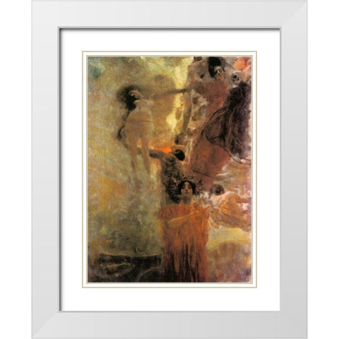 Medicine 1898 White Modern Wood Framed Art Print with Double Matting by Klimt, Gustav