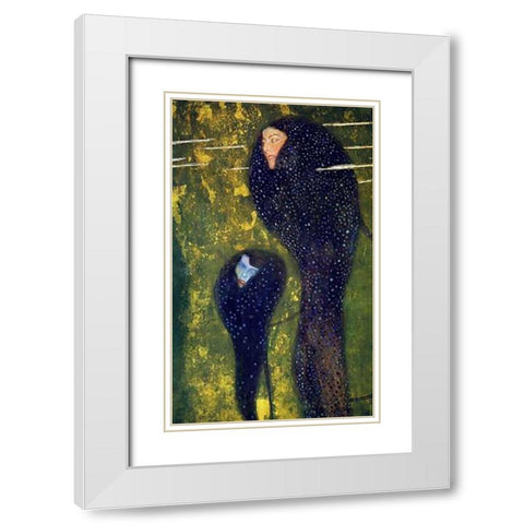 Mermaids 1899 White Modern Wood Framed Art Print with Double Matting by Klimt, Gustav
