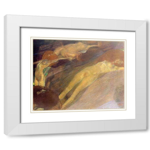 Moving Water 1898 White Modern Wood Framed Art Print with Double Matting by Klimt, Gustav