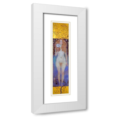 Nuda Veritas 1899 White Modern Wood Framed Art Print with Double Matting by Klimt, Gustav