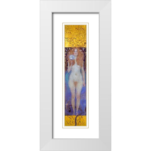 Nuda Veritas 1899 White Modern Wood Framed Art Print with Double Matting by Klimt, Gustav